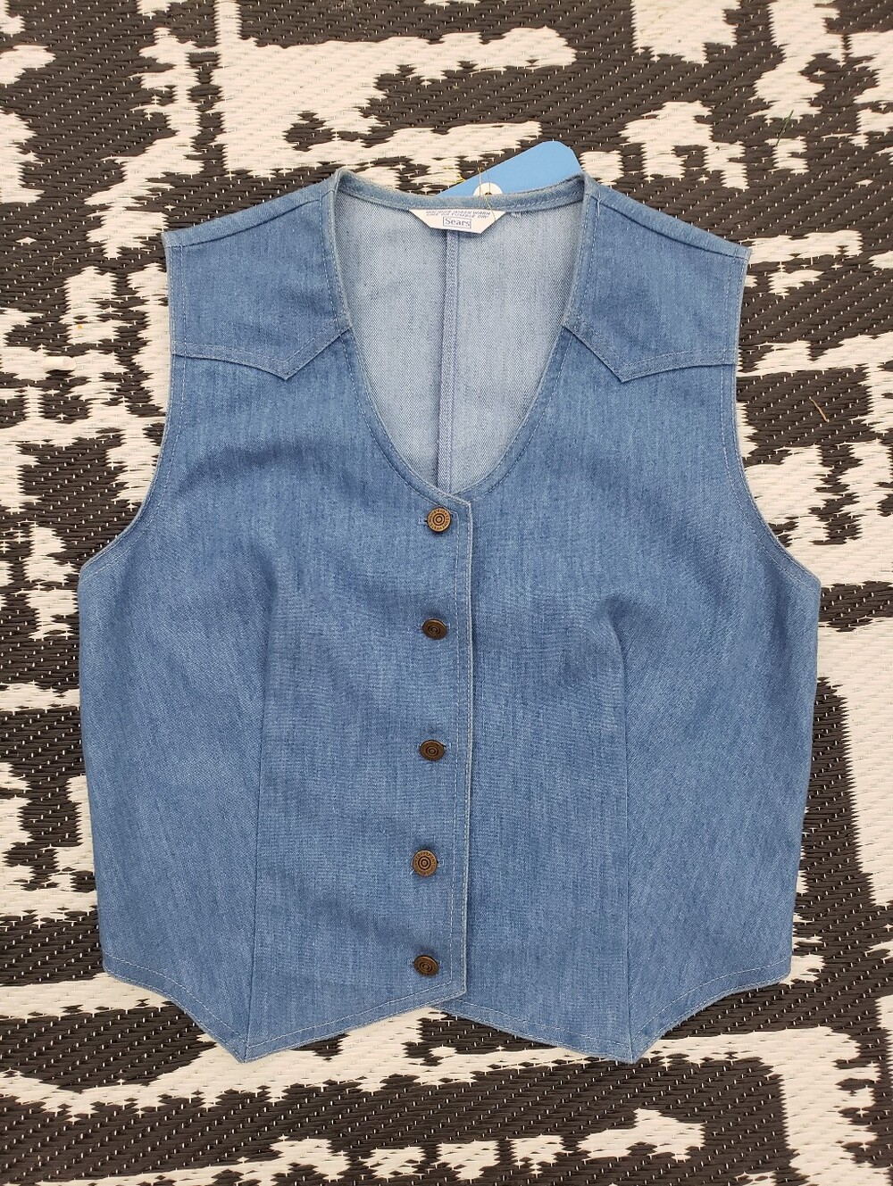 Vintage 1970s Chambray Denim Button Up Top